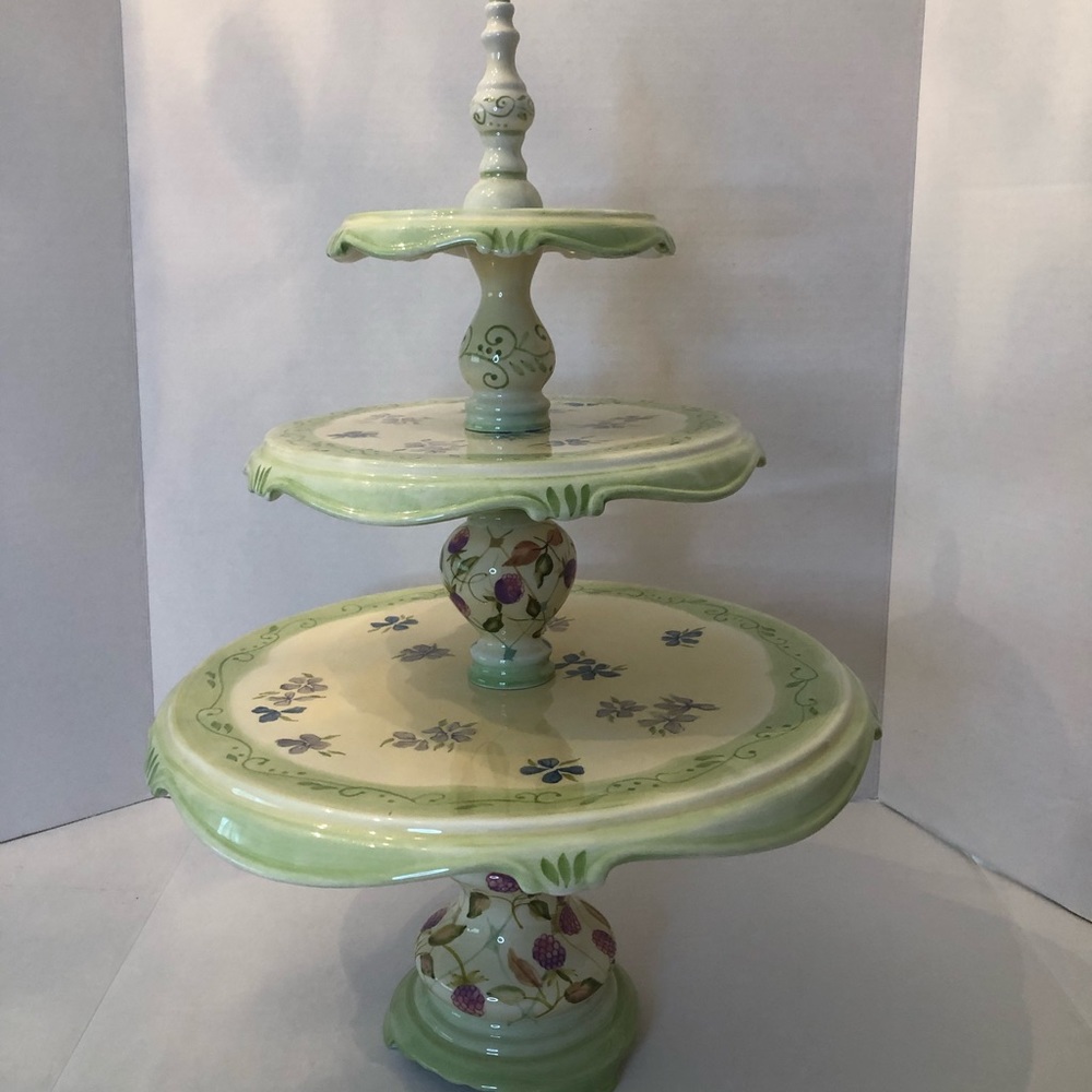 3 tier dessert tray Evelyn Rose pattern